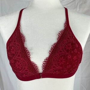 Victoria's Secret Red Lace Racerback Bralette L